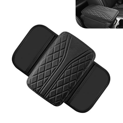 Car Armrest Cushion, Breathable Support Cover for Enhanced Elbow Comfort, Waterproof Anti-scratch Center Console Protector with Side Storage Pocket, Universal Slip-on Design for Car (Black) - color: Black