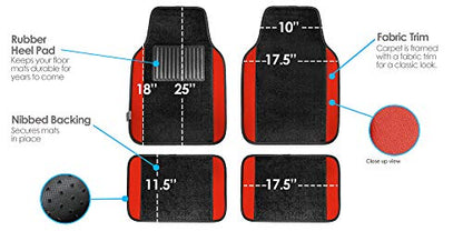 FH Group Light & Breezy Cloth Seat Full Car Seat Covers (Airbag & Split Ready) with Carpet Floor Mats- Universal Car, Truck, SUV, or Van (Red/Black) FB030115 - color: Red