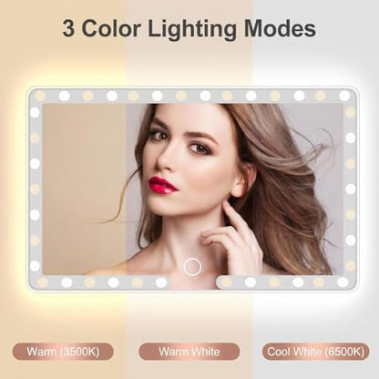 Car Sun Visor Vanity Mirror, 3 Light Modes & 60 LEDs, Rechargeable Dimmable Touch Screen Travel Makeup Mirror,Universal for Truck SUV-Car Accessories Essentials for Women（White）