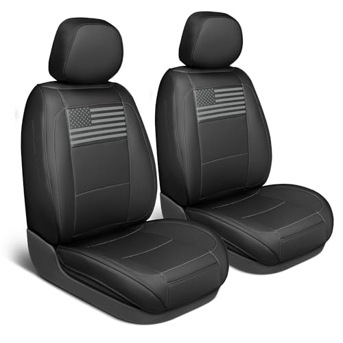 MotorBox American Black Flag Seat Covers for Trucks, Cars, & SUV - Napa Leather US Car Seat Covers American Flag Truck Accessories - Car Seat Cover American Flag Car Accessories Car Seat Protector - color: Black Flag-H