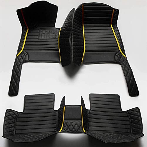 Floor Mats for Cars, All-Weather Mats, Waterproof Trim-to Fit Automotive Floor Mats for 99.9% Cars Sedan Trucks SUV, Custom Floor Liner Car Accessories (Black Yellows Stirpe) - color: Black Yellows Stirpe