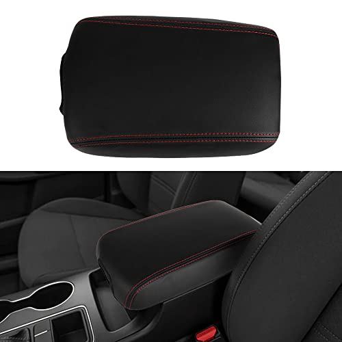 LEXLEY Center Console Pad Armrest Box Cover Waterproof Anti-Scratch Leather Protector Covers For Kia 2016-2020 Sorento-Red Stitches