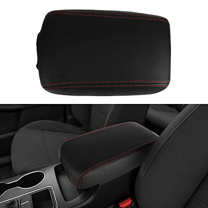 LEXLEY Center Console Pad Armrest Box Cover Waterproof Anti-Scratch Leather Protector Covers For Kia 2016-2020 Sorento-Red Stitches