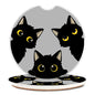 Cute Black Cats Ceramic Cup Holders Car Coasters Set for Women/Men,Drink Cup Car Holder Coasters with A Finger Notch 2.56" Pack of 2. - color: 3 Black Cats