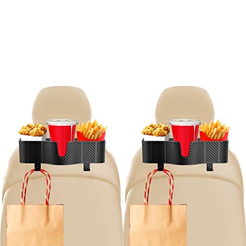 3-in-1 Car Headrest Backseat Organizer with 3.7" Backseat Cup Holder for Car, Seat Back Organizer with Hooks (2pc) - size: 2-PACKS