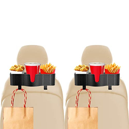 3-in-1 Car Headrest Backseat Organizer with 3.7" Backseat Cup Holder for Car, Seat Back Organizer with Hooks (2pc) - size: 2-PACKS