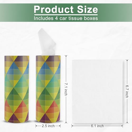 Car Tissue Holder, 4 Pack Car Cup Holder Facial Tissues with Travel Tissue Bag, Quick and Convenient Flower Combination Car Tissue Box(4 Canisters/200 Tissues) Yellow - Green - color: Yellow-Green