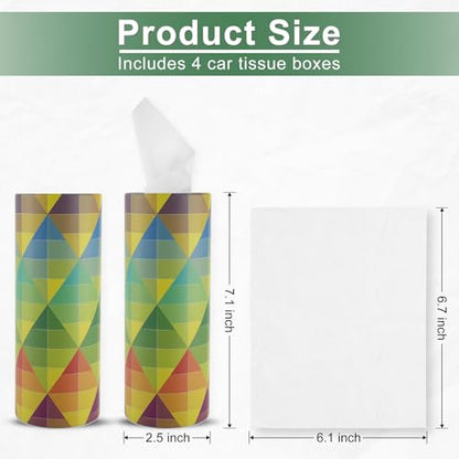 Car Tissue Holder, 4 Pack Car Cup Holder Facial Tissues with Travel Tissue Bag, Quick and Convenient Flower Combination Car Tissue Box(4 Canisters/200 Tissues) Yellow - Green - color: Yellow-Green
