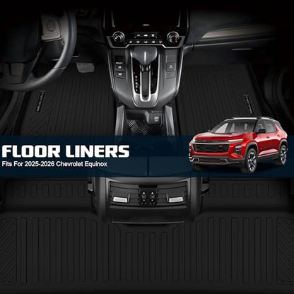 Floor mats & Trunk Mat & Backrest Mat Fit for 2025 2026 Chevy Equinox Fuel (Non EV)/GMC Terrain Cargo Mat All Weather TPE Protection Waterproof Floor Liners 2025 Equinox Accessories,Black - size: Full Set Mats for 2025 2026 Equinox