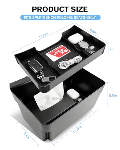 for Double Layer Center Console Hanging Organizer Box Compatible with 2019-2026 Silverado/Sierra 1500& 2020-2026 Silverado/Sierra 2500HD/3500HD Accessories(Split-Bench Folding Seat Only) - color: (20-26)Split-Bench Folding Seat Only 2-Black