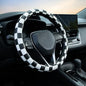 Black and White Race Checkered Steering Wheel Cover Auto Leather Steering Wheel Protector, Anti-Slip, Breathable, Absorbing Sweat, Universal Car Accessories 14.5–15 inch,Fit for Most Car, Trucks, SUV