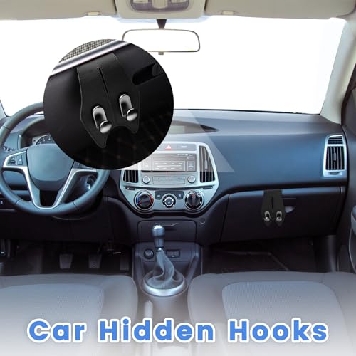 2 Pcs Car Hooks for Passenger Glove Box, Self-Adhesive Headrest Hooks for Car Holder, Leather Car Purse Hook for Bags, Car Seat Back Storage Hook Accessories Organization (Double Front Hook)