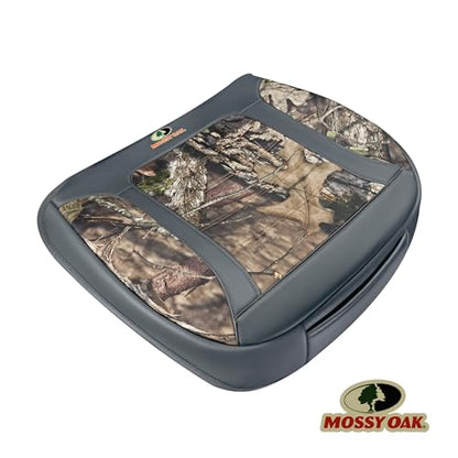 Mossy Oak Car Seat Cover, Luxury Faux Leather Front Bottom Seat Cushion Cover, Universal Anti-Slip with Wrap-Around Design and Storage Bags, Suitable for Most Vehicles - Gray Color 1 Piece - color: Gray