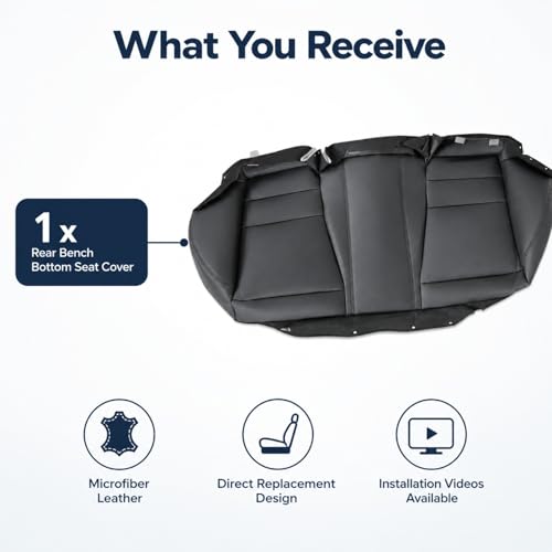 NLQR Black Rear Bench Bottom Replacement Seat Cover Compatible with Honda Accord 2008 2009 2010 2011 2012 - color: Black