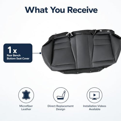 NLQR Black Rear Bench Bottom Replacement Seat Cover Compatible with Honda Accord 2008 2009 2010 2011 2012 - color: Black