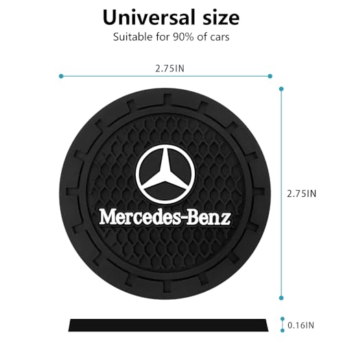 Car Cup Holder Coaster for Mercedes Benz Recessed Silicone Cupholder Coaster Interior Accessories 2.75in 2Pack Black - color: Black-08
