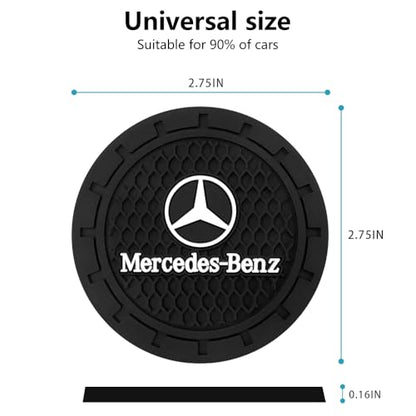 Car Cup Holder Coaster for Mercedes Benz Recessed Silicone Cupholder Coaster Interior Accessories 2.75in 2Pack Black - color: Black-08