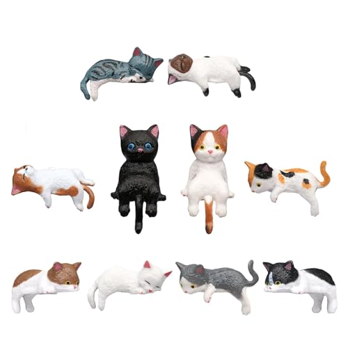 Set of 10 Cat Car Interior Accessories Dashboard Decorations,Cute Car Dash Decor Rearview Mirror Ornament for Women Girl (Cat 10 Pcs) - color: Cat 10 Pcs