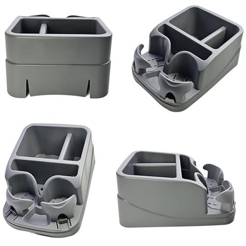 Universal Center Console Organizer for Truck Bench Seat & SUV, Truck Floor Console with Expandable Cup Holders, Fits Silverado Minivan, Stable Transmission Hump Storage Box for Car Backseat (Grey) - color: Grey