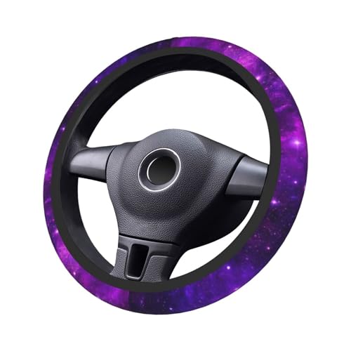 Purple Galaxy Steering Wheel Cover Purple Starry Sky Steering Wheel Cover Galaxys Breathable Universal for 15 Inch Anti-Slip Car with 2 Pieces Car Coasters Suitable for Men Women Galaxys - color: Purple Galaxy
