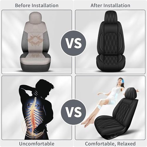 DISUTOGO Rav4 Seat Covers Custom Fit for Toyota Rav4 2007-2023 2024 2025 2026, Luxury Waterproof Leather Car Seat Cover (2 Seat, Black) - color: #067 Black, size: 9.RAV4-2 Front Seat Covers Only
