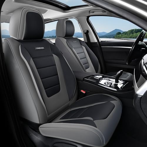 Coverado Car Seat Covers Front, Seat Covers for Cars, Waterproof 2-Pack Car Seat Cushions, Leather Carseat Seat Protectors, Universal Seat Covers Fit for Most Sedans SUV Pick-up Trucks(Gray&Black) - color: Gray&Black, size: Front