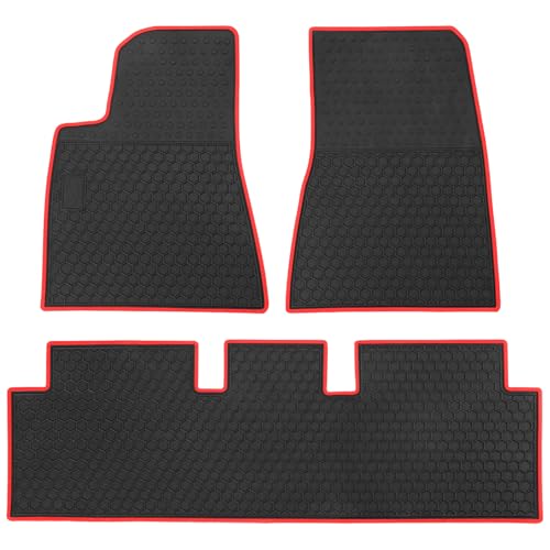 Car Floor Mats Custom Fit for Tesla Model 3 Highland 2024 2025 2026 Black Red Rubber Auto Liner Mats All Weather Protection Odorless - color: Red Edge, size: 2024-2026 Tesla Model 3 Highland