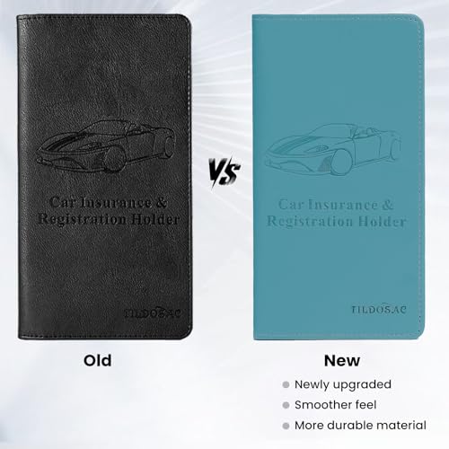 Car Registration & Insurance Card Holder Leather Auto Glove Box Organizer Document Wallet with Magnetic Shut - color: Blue-Upgraded