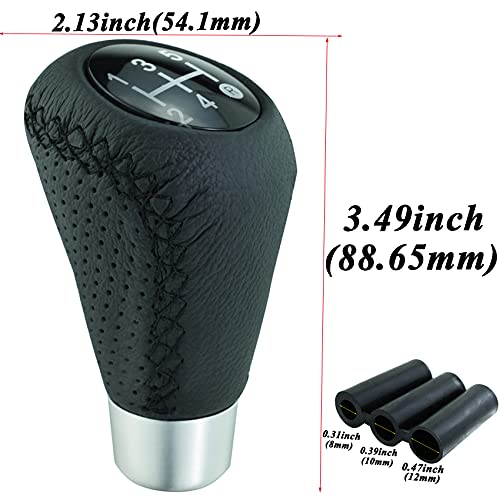 Shifter Knob 5 Speed Leather Car Gear Stick Shifting Knobs Shift Lever for Most Manual Transmission Vehicle Truck, Black