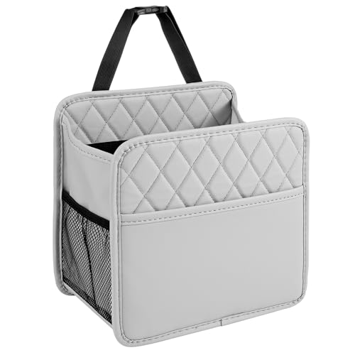 LXUNYI Car Seat Organizer, Updated Large Leather Backseat Car Organizer with Cup Holders Multifunctional Over the Seat Storage Organizer Bag Hanging Back Seat Organizers for Kids (Gray 1Pack) - color: Gray 1Pack Large