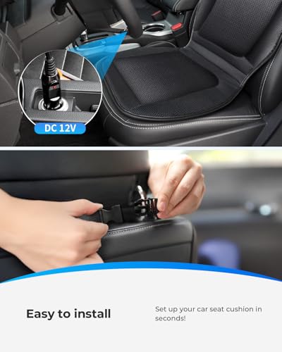 CooCoCo Ventilated Car Seat Cover with Airflow Fan for Pet Travel, Breathable 12V Seat Cushion for Dogs, SUVs, Trucks, and Long Car Rides, Adjustable Air Circulation Pad for Drivers and Pets