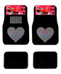 Universal Fit Front/Rear 4-Piece Full Set Crystal Bling Rhinestone Design Studded Black Carpet Floor Mats (Korea Heart/Black) - color: Korea Heart/Black