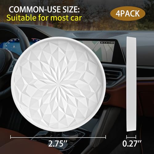 Car Coasters for Cup Holders [4 Pack] - 2.75In Silicone Auto Mug Mats - Universal Non-Slip Recessed Car Interior AccessoriesWhite - color: 4pack-white