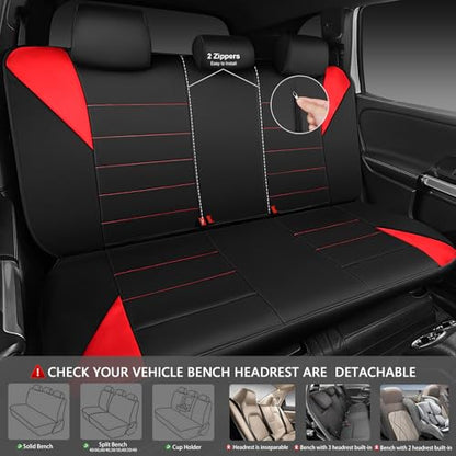 CAR PASS Neoprene Wetsuit Seat Covers, Waterproof Car Seat Covers Full Sets with 5mm Composite EVA, Universal Fit for Car,Sedan, SUV TrucksAnti Slip, Airbag Compatible(Black Red - color: Red full sets