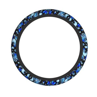Blue Butterfly Steering Wheel Cover Universal 14.5-15 Inch Car Wheel Protector Anti-Slip Car Steering Wheel Accessories for Women Girls - color: Blue Butterfly