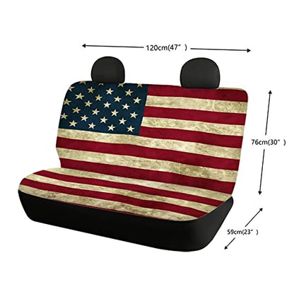 AFPANQZ Patriotic American Flag Car Rear Bench Protective Car Seat Cover Back Seat Only Car Truck Vans SUVs Polyester Fabric Car Backseat Cover Universal Fit Full Wrap Dust-Proof Stars and Stripe - color: 0-Stars and Stripes