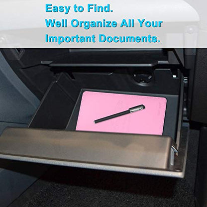 Wisdompro Car Document Holder Organiser, PU Leather Vehicle Insurance and Registration Holders Wallet Case for ID Card, Driving Licence, Key Contact Information Cards - color: Pink
