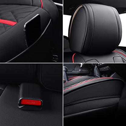 Tacoma Seat Covers Compatible with Toyota Tacoma 2005-2024 2025 2026 Truck Access Crew Double Extended Cab TRD Sport Offroad Limited SR5 V6 Airbag Compatible Car Cushions(Full Set/Black-Red) - color: Full Set/Black-Red