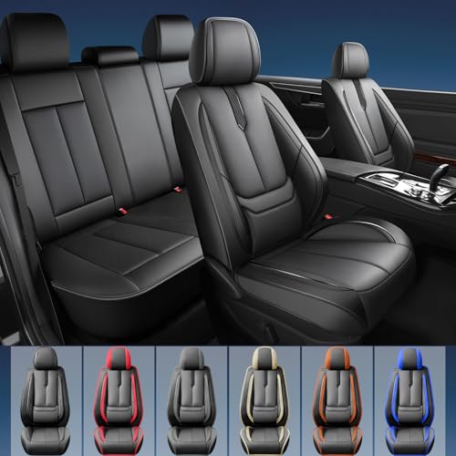 Fit Tucson Car Seat Covers for Hyundai Tucson 2010-2024 2025 2026 -Upgraded Premium Waterproof & Breathable Leather,Airbag Compatible,All-Weather Seat Cushion Protector,Full Set,Black
