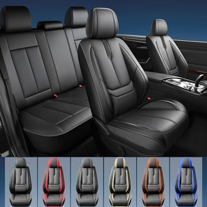 Fit Tucson Car Seat Covers for Hyundai Tucson 2010-2024 2025 2026 -Upgraded Premium Waterproof & Breathable Leather,Airbag Compatible,All-Weather Seat Cushion Protector,Full Set,Black