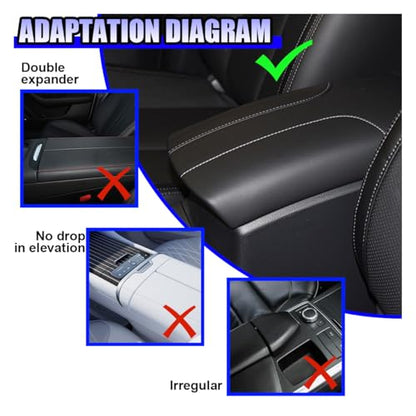 YoRise Leather Car Center Console Cover, Comfort Car Armrest Storage Protective Pad, Armrest Cover with 2 Side Storage Bags, Middle Console Protector Accessories for Most Cars (Black)
