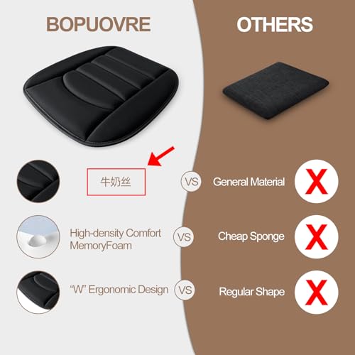 BOPUOVRE Memory Foam Car Seat Cushion with Breathable Fabric & Non-Slip Gel, Universal Fit for Car Truck Office Home 19.6x18x1.2 Black with Backrest - size: Base + Backrest