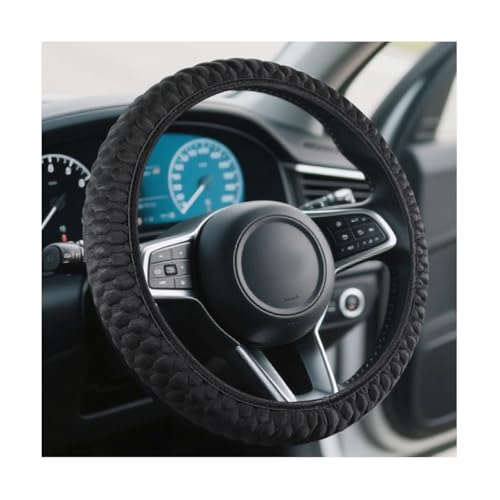 Car Elastic Stretch Steering Wheel Cover, 14.5-15" Breathable Ice Silk Anti-Slip Vehicle Steering Wheel Protector, Soft Auto Interior Decoration Accessories, Universal for Vehicles (Black)