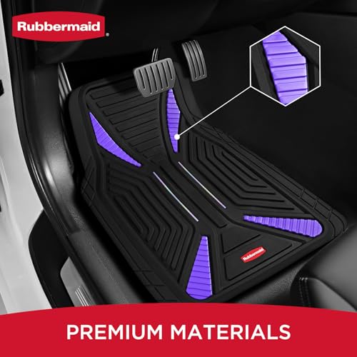Rubbermaid Car Mat Full Set, Universal Trim-to-Fit Heavy-Duty Car Floor Mats – 4-Piece Set for All Weather Protection – Durable Rubber Mat for Cars, Trucks, SUVs & Vans-Purple - color: Purple