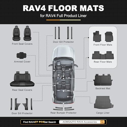RAV4 Floor Mats for Toyota RAV4 2019-2025 (Not Fit Hybrid or 2026 Models) - All Weather Floor Liners 1st & 2nd Row Car Mats RAV4 Accessories - style: 2019-2025 | For Toyota Rav4 Floor Mats