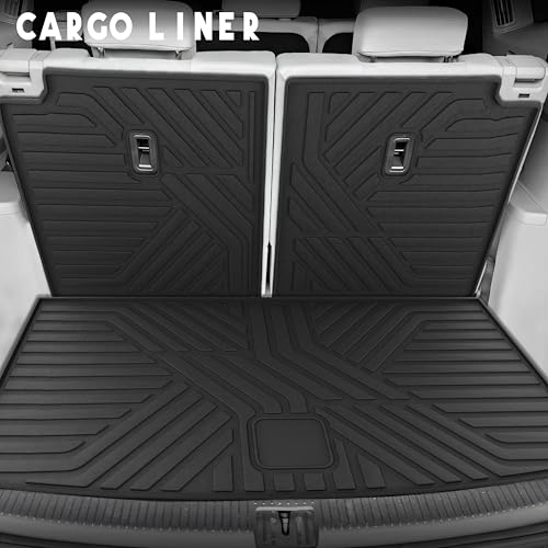 KARPAL Floor Mats for 2018-2025 2026 Volkswagen Atlas 7 Seats Bench Seating (Not for Cross Sport), Custom Fit All Weather TPE Car Interior Carpet Protector Full Set VW Atlas Accessories