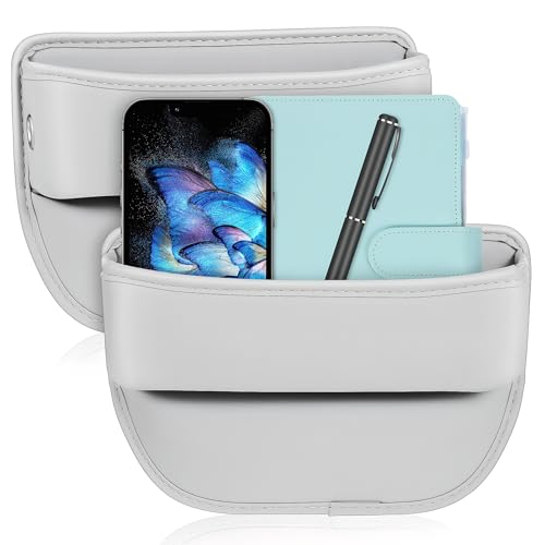 Healifty Car Seat Gap Filler Organizer: 2Pcs Leather Front Console Storage Box and Automotive Truck Interior Accessories for Women Men, Vehicle Holder between Seats