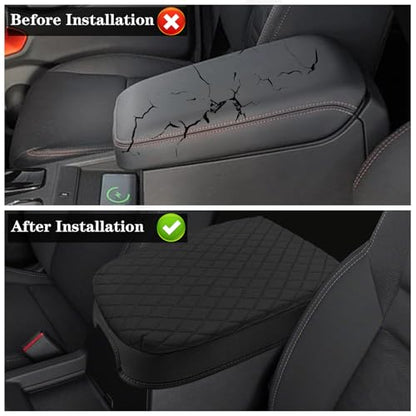 Sze Center Console Cover for Nissan Frontier 2026 2025 2024 2023 2022 Car Armrest Cover, PU Leather Arm Rest Pad, Console Box Cover Center Console Cushion - color: Nissan Frontier 2026 2025-2022