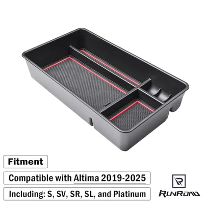 RUNROAD Center Console Organizer Tray Compatible with Nissan Altima 2019 2020 2021 2022 2023 2024 2025 Accessories, Insert Armrest Tray Secondary Storage Box Coin Holder Console Dividers, Red - color: Red