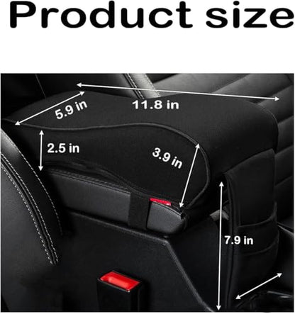 Car Armrest Cushion,EGBANG Auto Center Console Armrest Pillow, Memory Foam Auto Armrest Console with Phone Holder Storage Pockets Universal Fit for Most Car (Black)